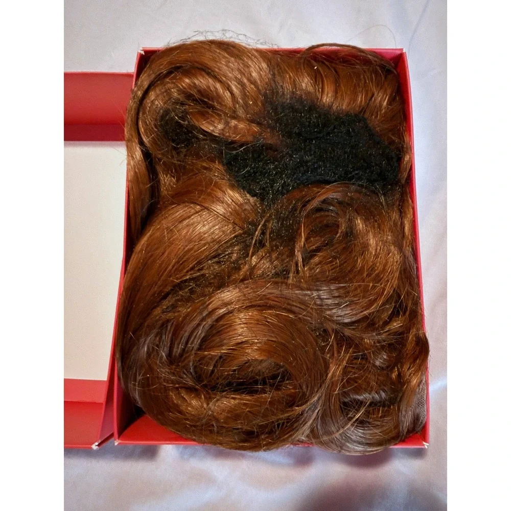 Auburn Medium Length Wavy Wig 18 In Middle Part Synthetic Hair Natural Hairline